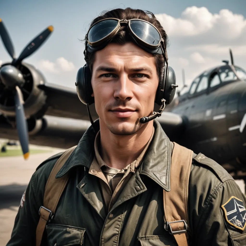 World War 2 Bomber Pilot Photo Style