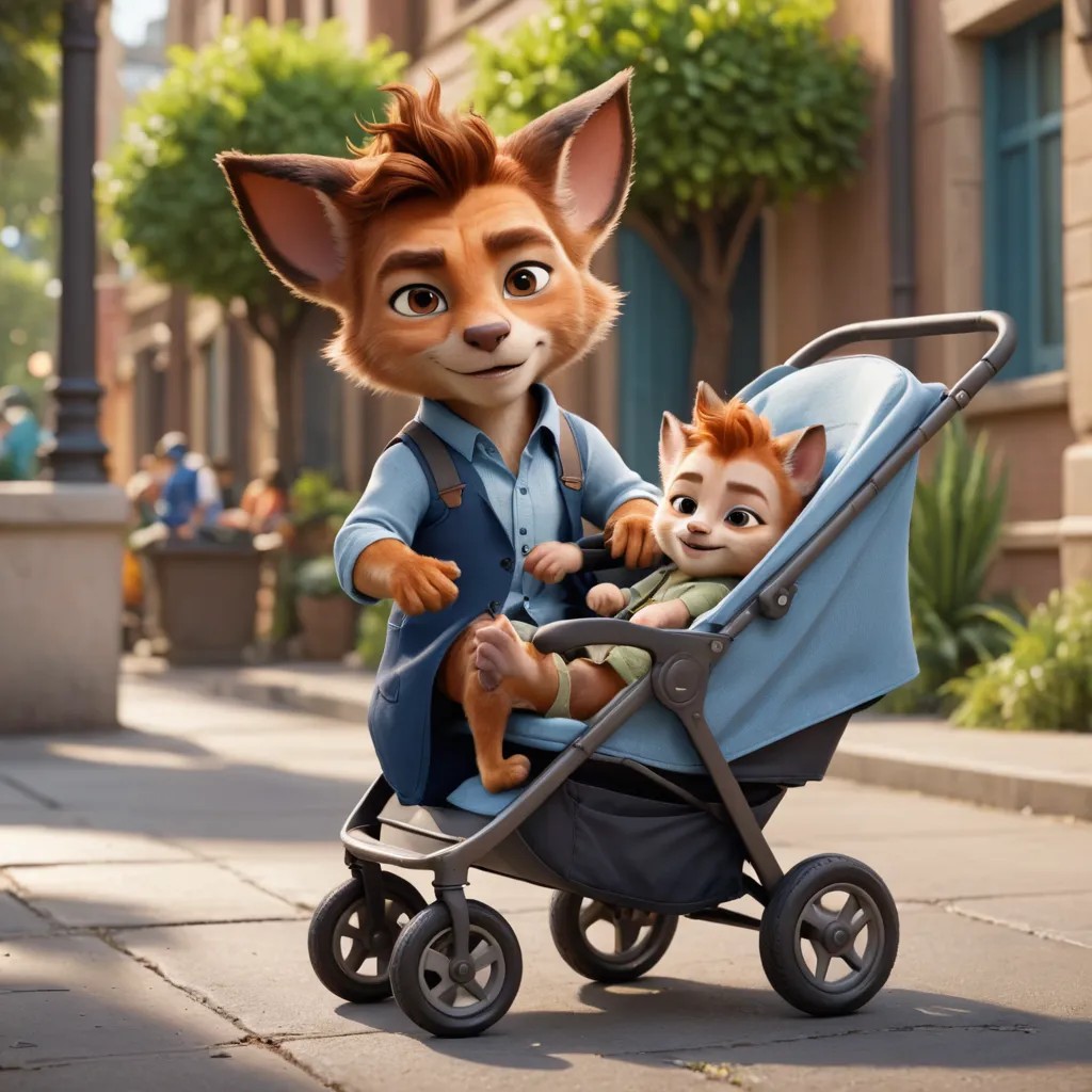 Zootopia 2 Finnick Disguised as a Baby in a Stroller Photo Style