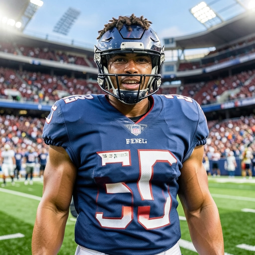American Football Player in a Stadium Photo Style