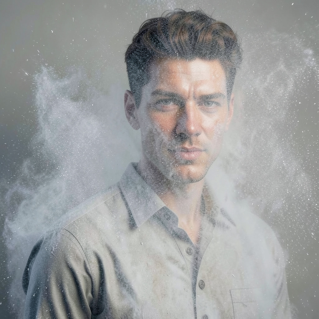 Because of the heat and body which is mostly water, the person transforms into a spray of mist Photo Style