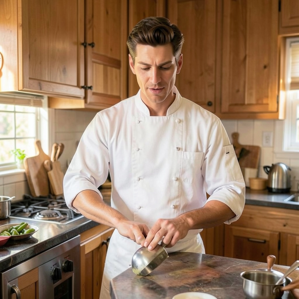 Chef in Home Kitchen Photo Style