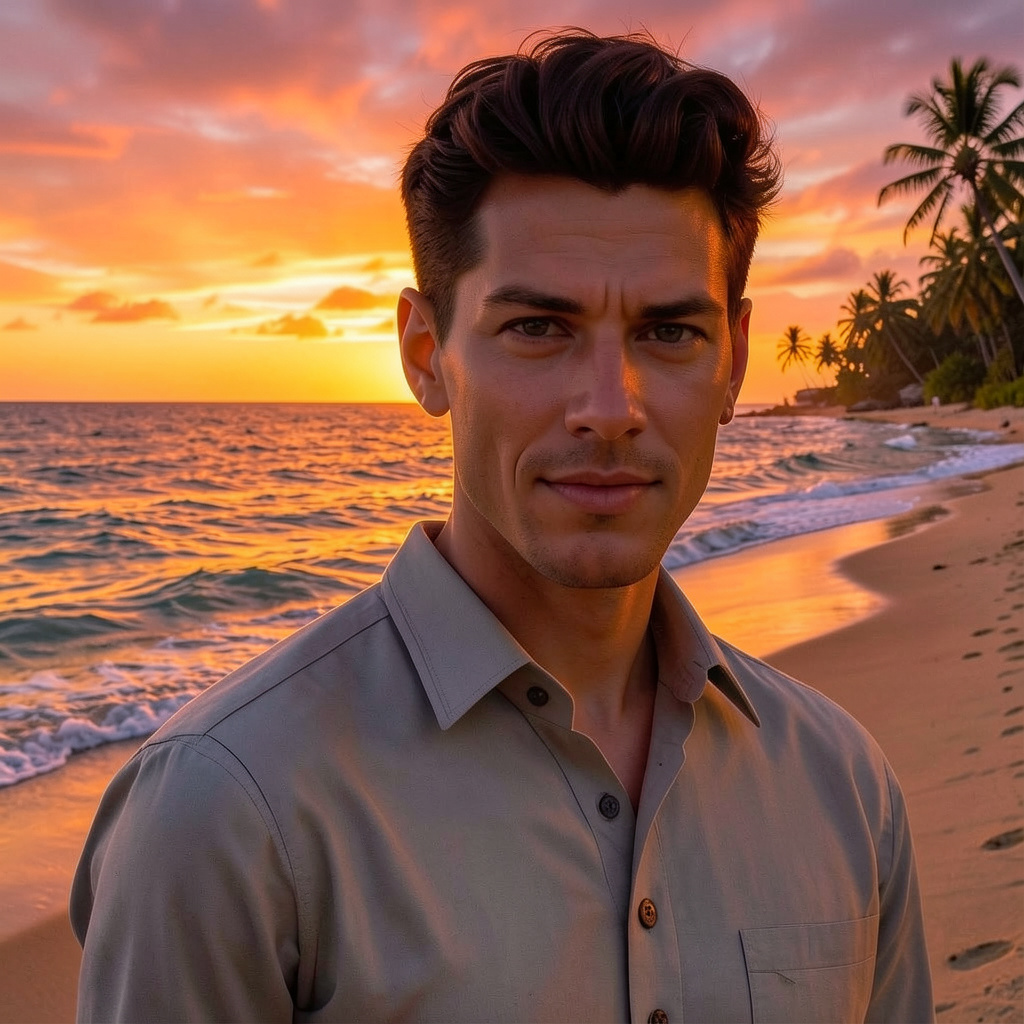 Image Change to Sunset Beach Area Photo Style