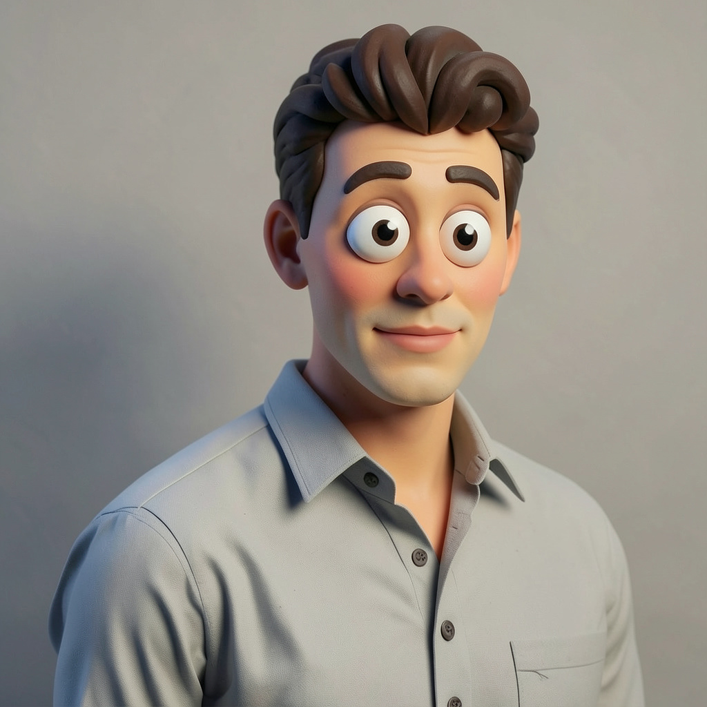 Jimmy Neutron 3D CGI Animation, Big Eyes, Claymation Look Photo Style
