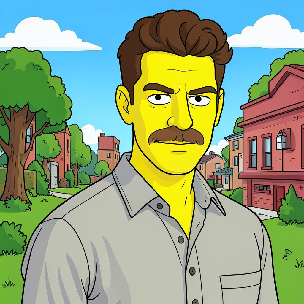 Simpsons Character in a Simpsons Background Keeping Facial Features the Same Photo Style