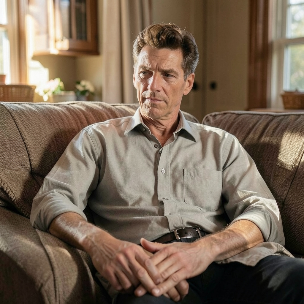50-Year-Old Man at Home Relaxed Photo Style