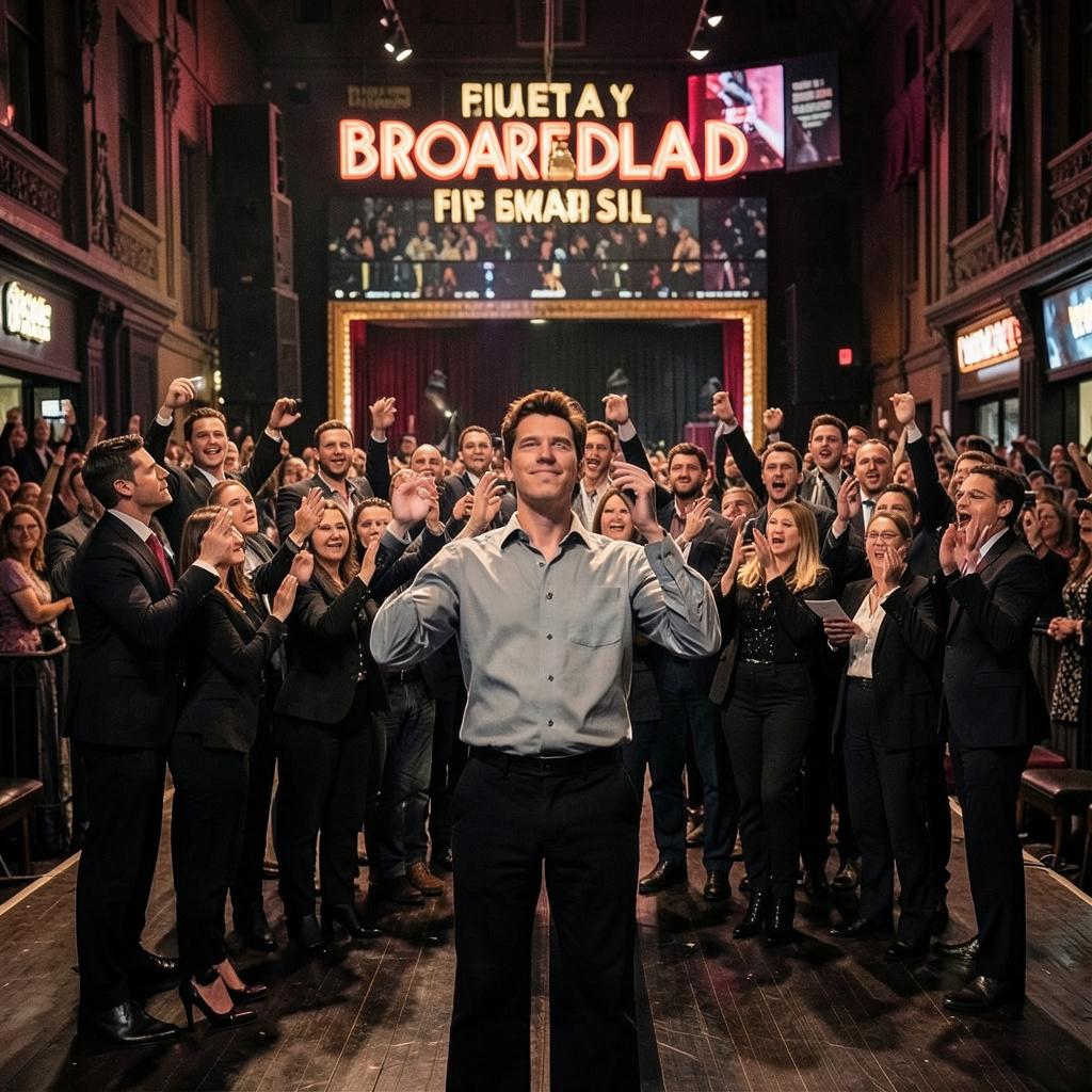 A Group of Actors Taking a Bow at the End of a Broadway Musical Photo Style