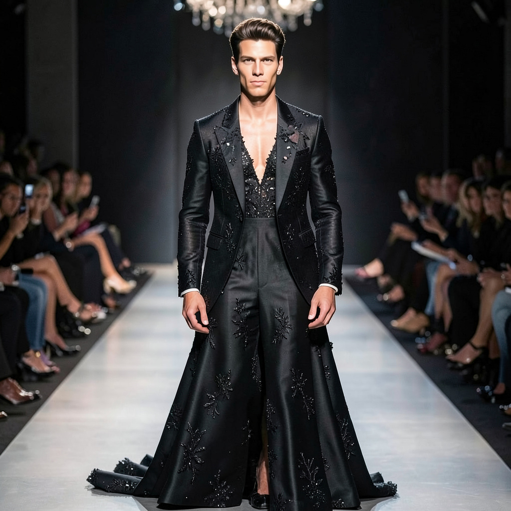 A Luxurious Evening Dress on the Catwalk Photo Style