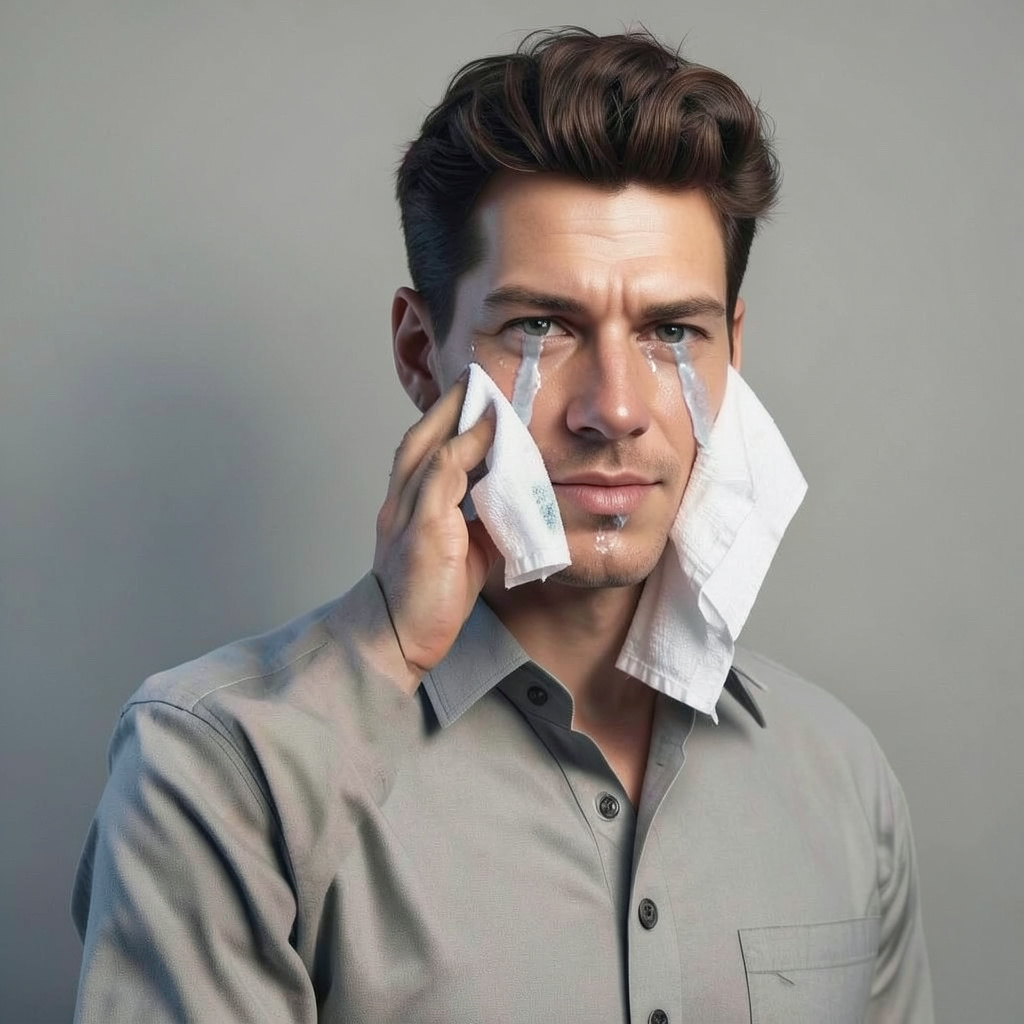 Me Wiping My Tears with a Handkerchief Photo Style