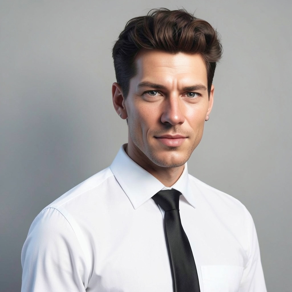 Photo Passport White Shirt with Black Tie Photo Style