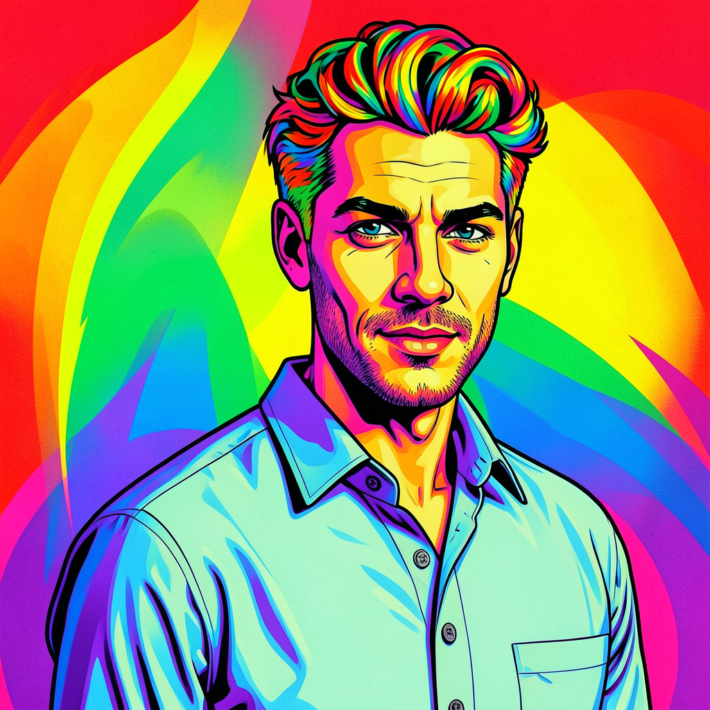 Pop Art, but with Hair in All the Colours of the Rainbow Photo Style