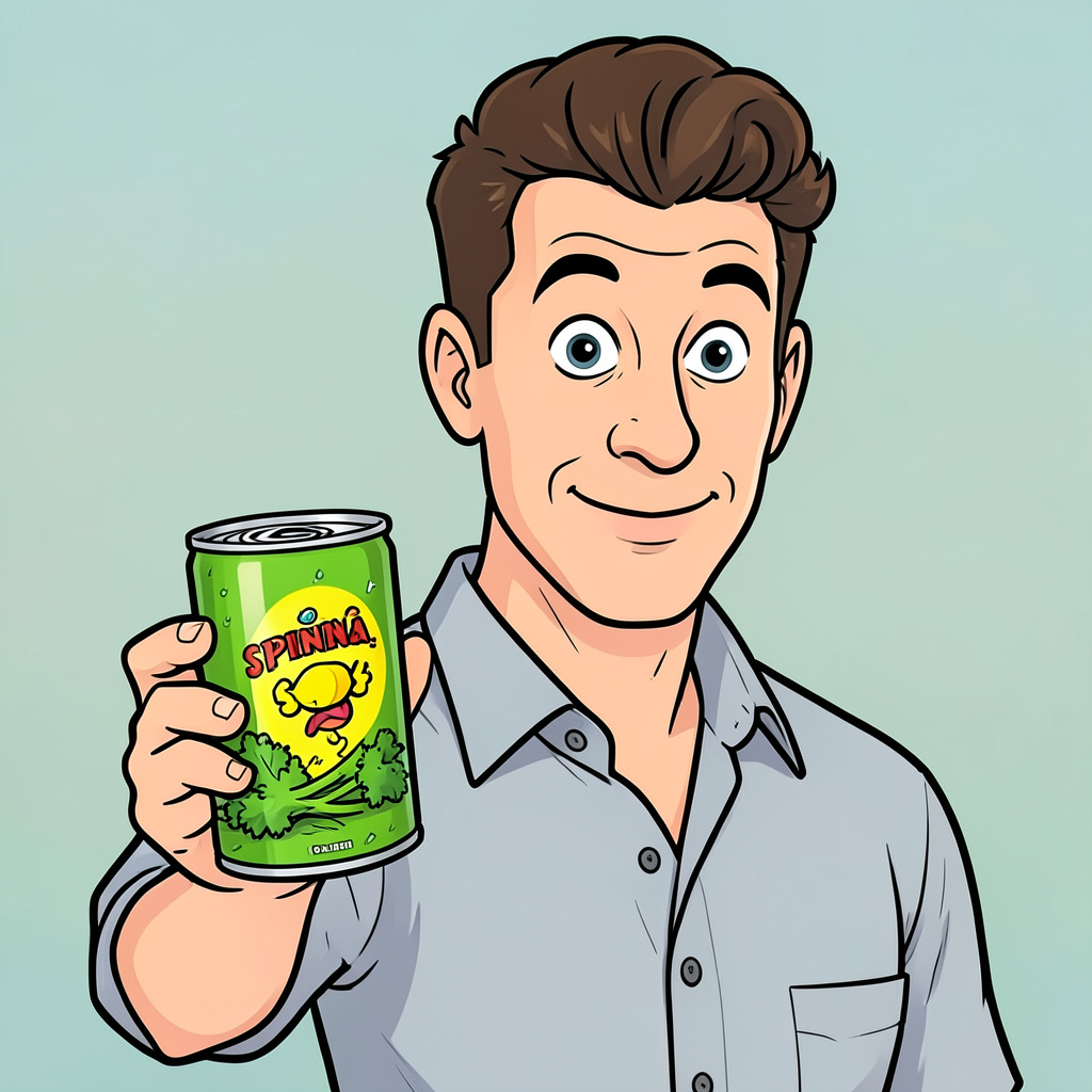 Popeye Cartoon, Holding Can of Spinach Photo Style