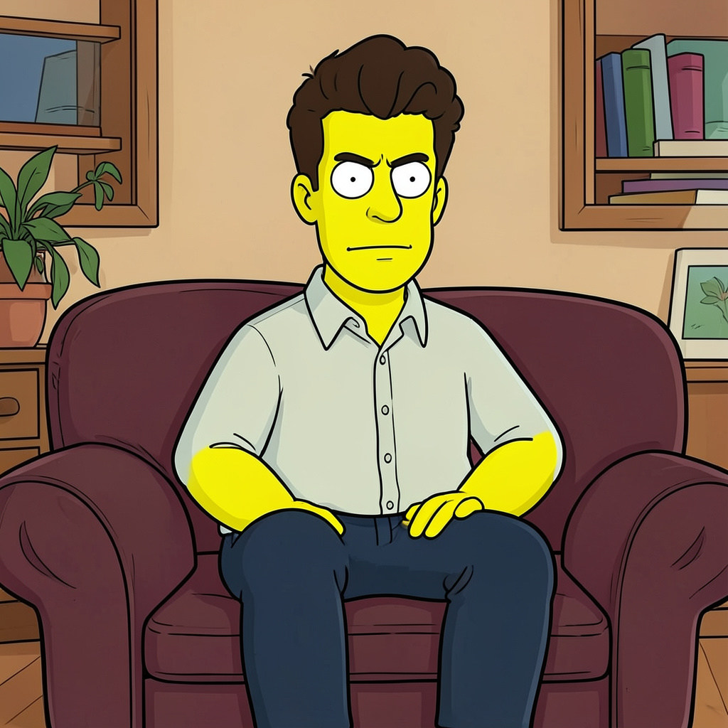 Simpsons Character, Sitting on the Couch Photo Style