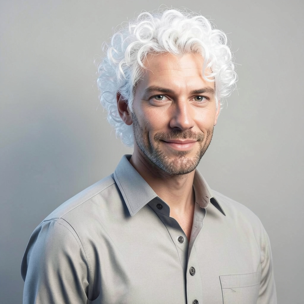 White Curly Hair Photo Style