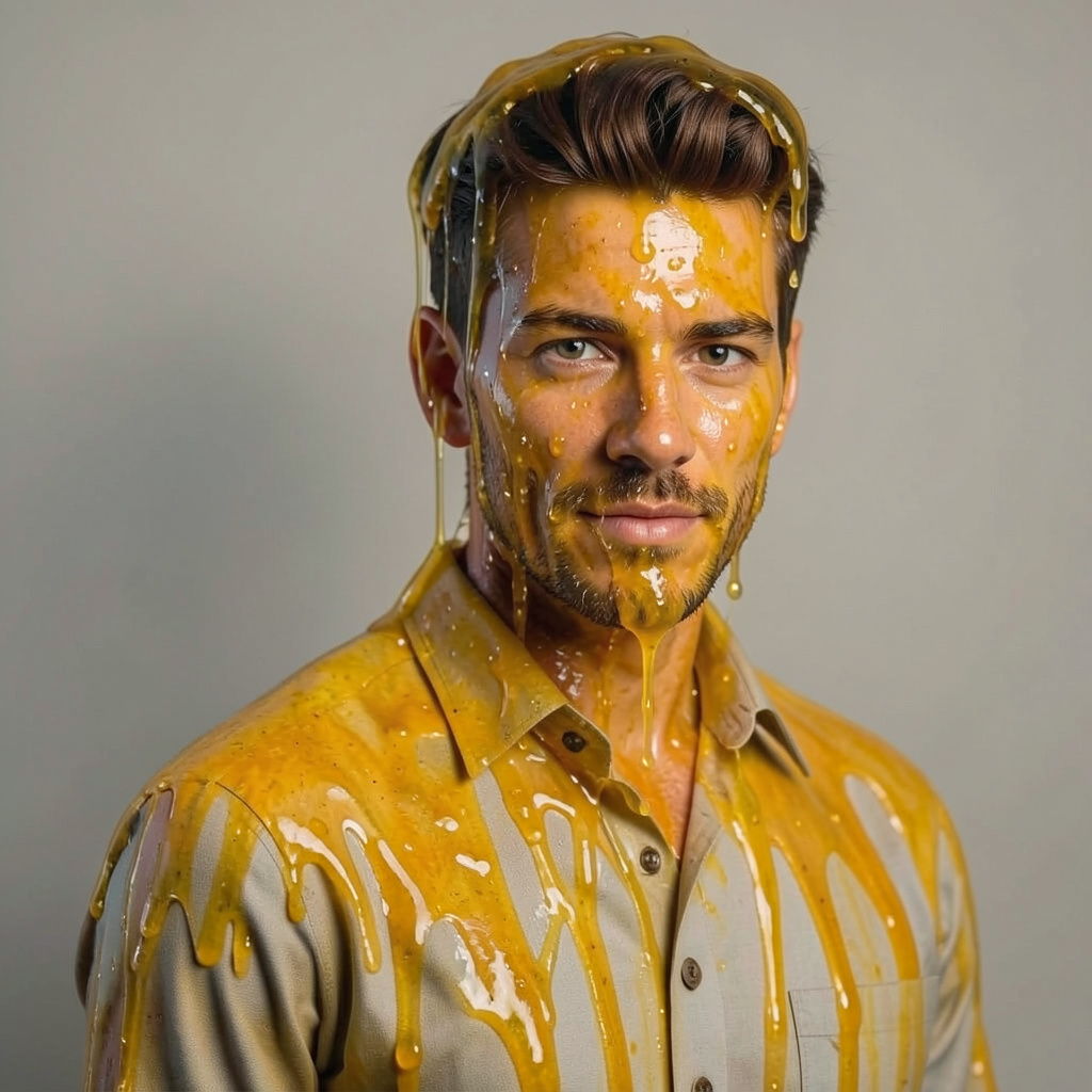 A Person Made of Honey and Melting Photo Style