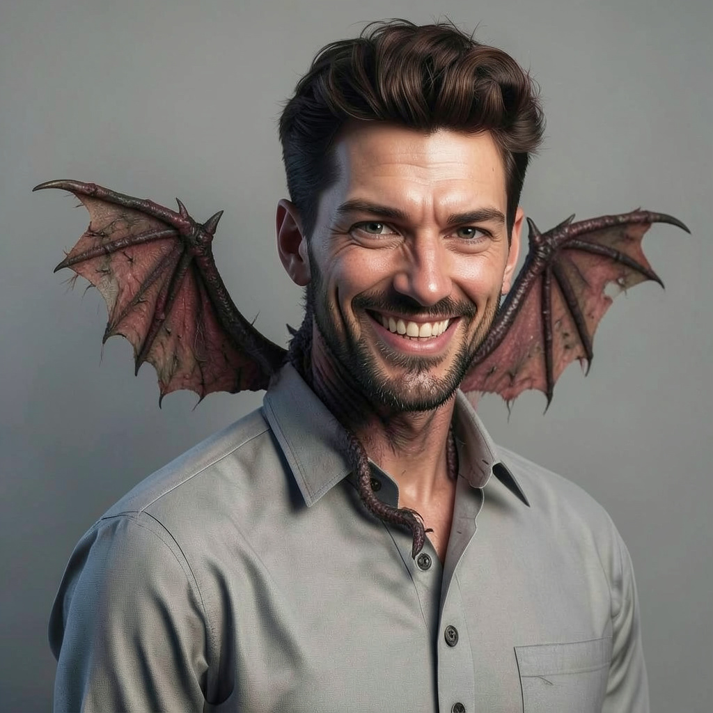 A Small Demonic Imp With Tiny Wings And An Evil Smile Photo Style