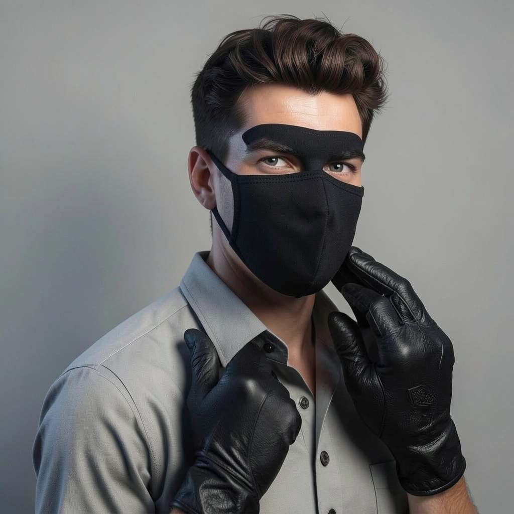 Black Latex Facemask and Gloves Photo Style
