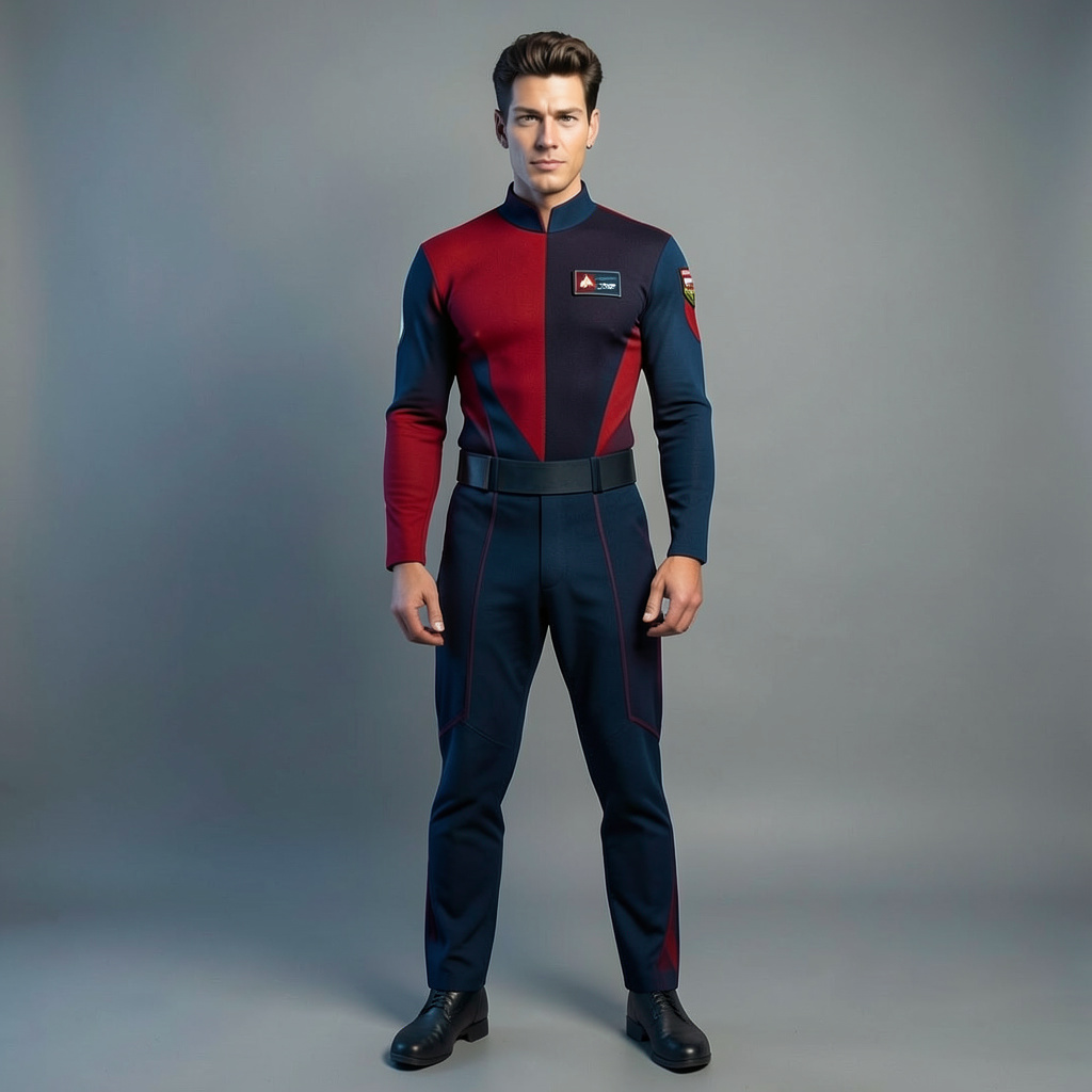 Make Full Body Standing Image Dressed in Star Trek Uniform Photo Style