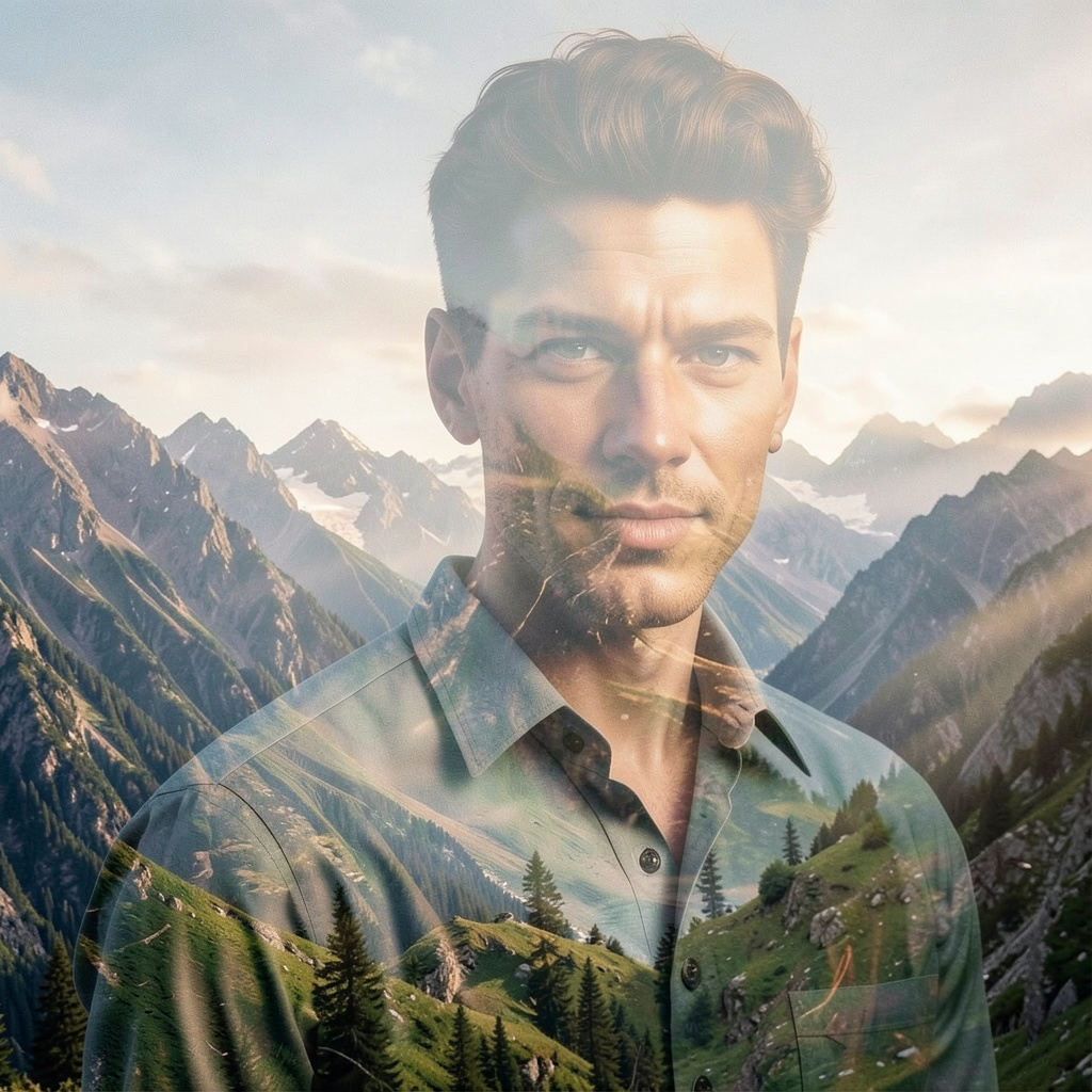 Mountain Double Exposure Photo Style