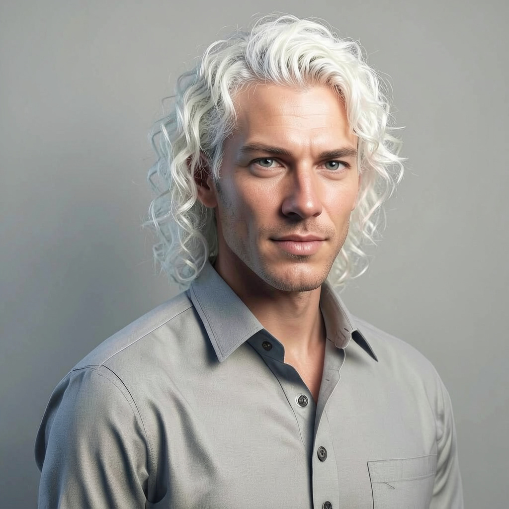 Shoulder Length White Curly Hair Photo Style