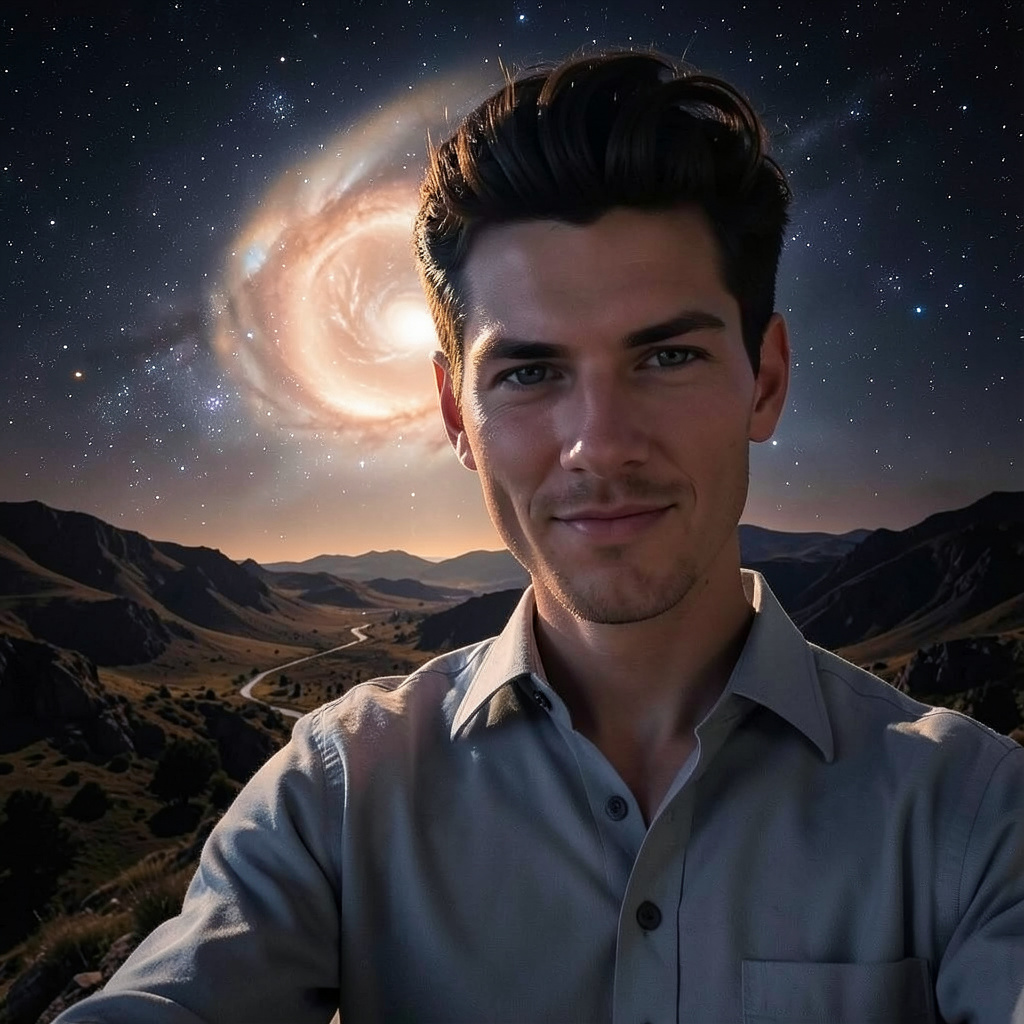 Solar Eclipse in the Background of a Selfie Photo Style