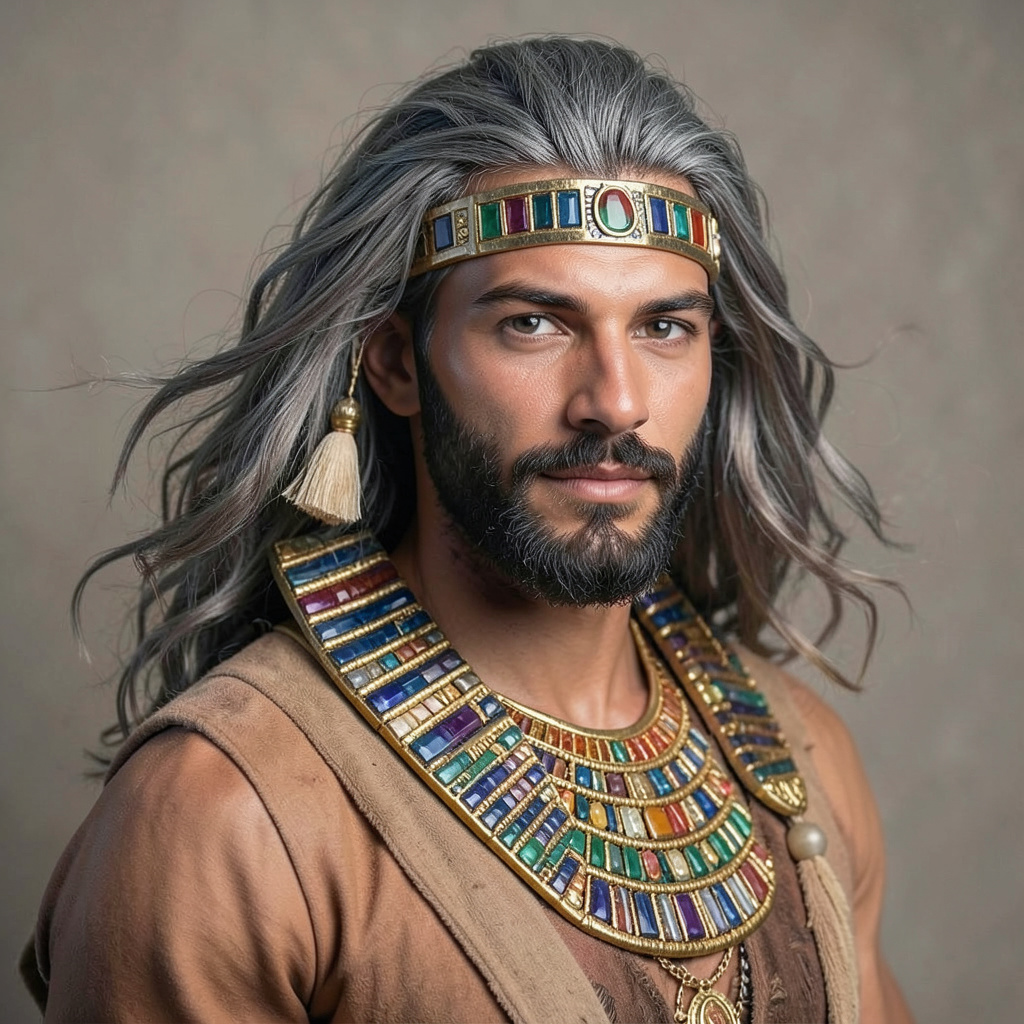 Egyptian Goddess Grey Eyes Flowing Hair Photo Style