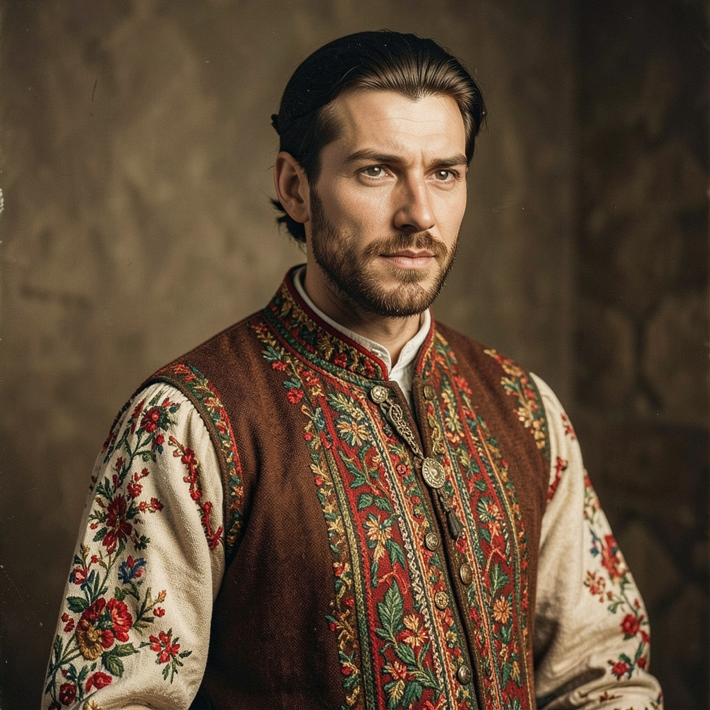 Wearing Russian Folklore Dress from 1200 AD Photo Style