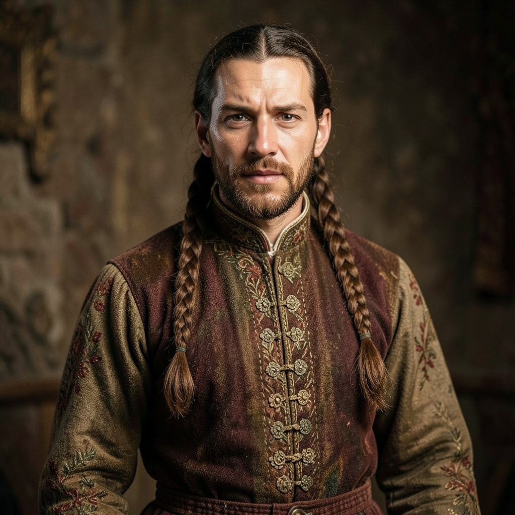 Wearing Russian (Kiev) Dress from 850 AD with Braided Hair Photo Style