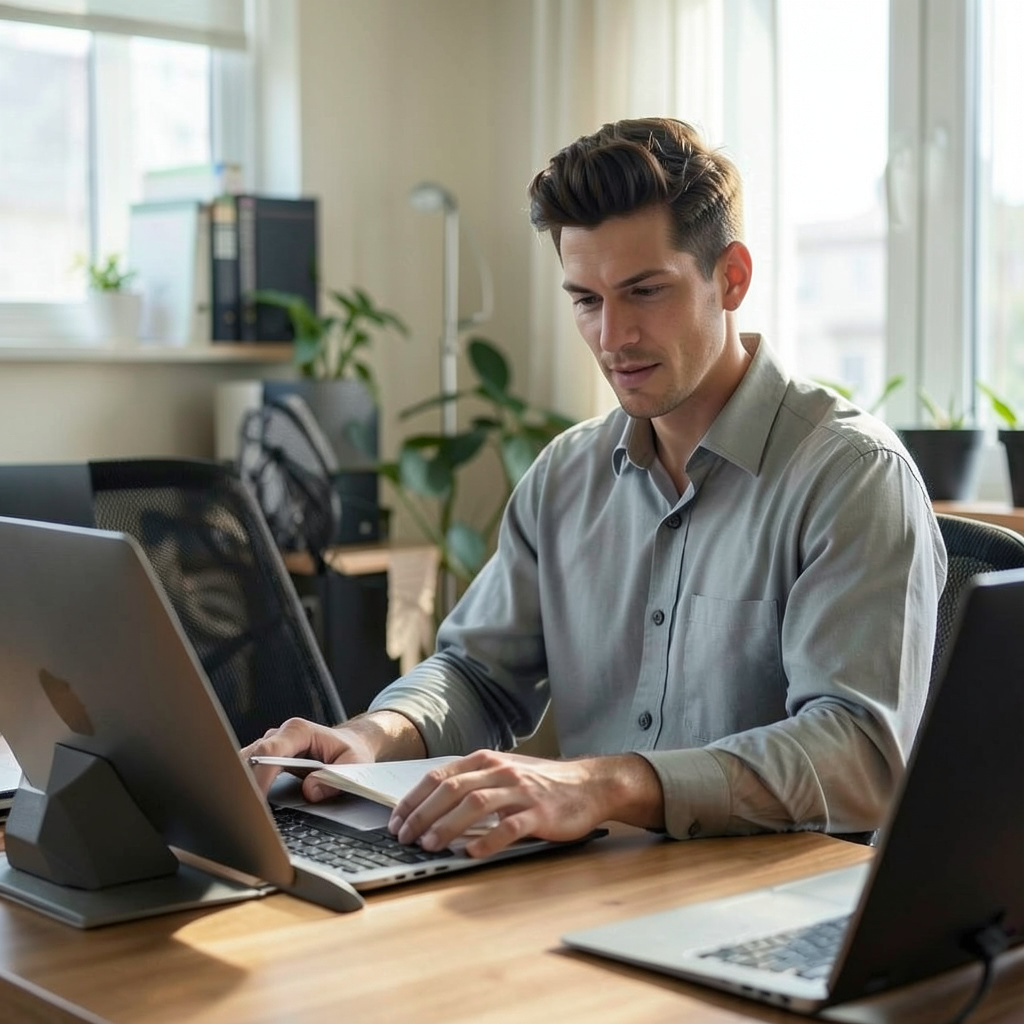 Woman Working from Home Office Photo Style