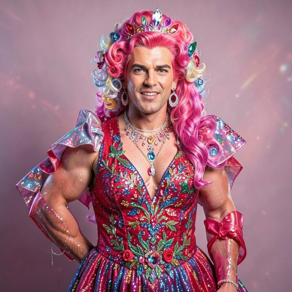 Drag Queen in Shiny Costume Photo Style