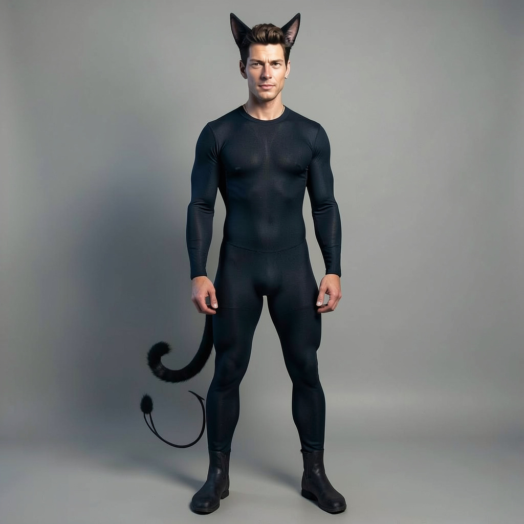 Full Body Catsuit with Ears and a Tail Photo Style