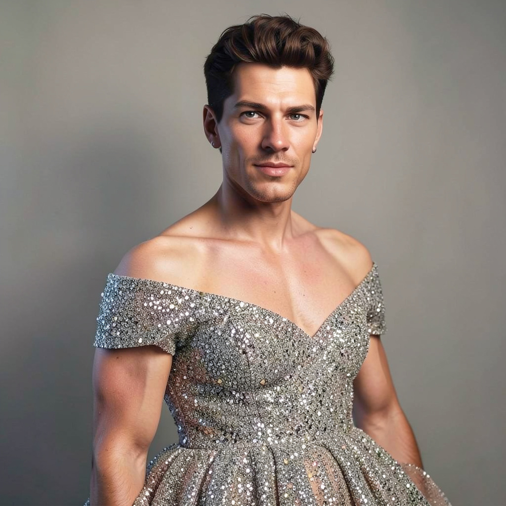 Glittering Off the Shoulder Ballgown Photo Style