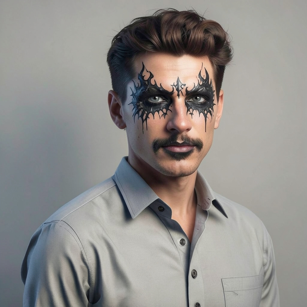 Gothic Makeup on Eyes and Lips Photo Style