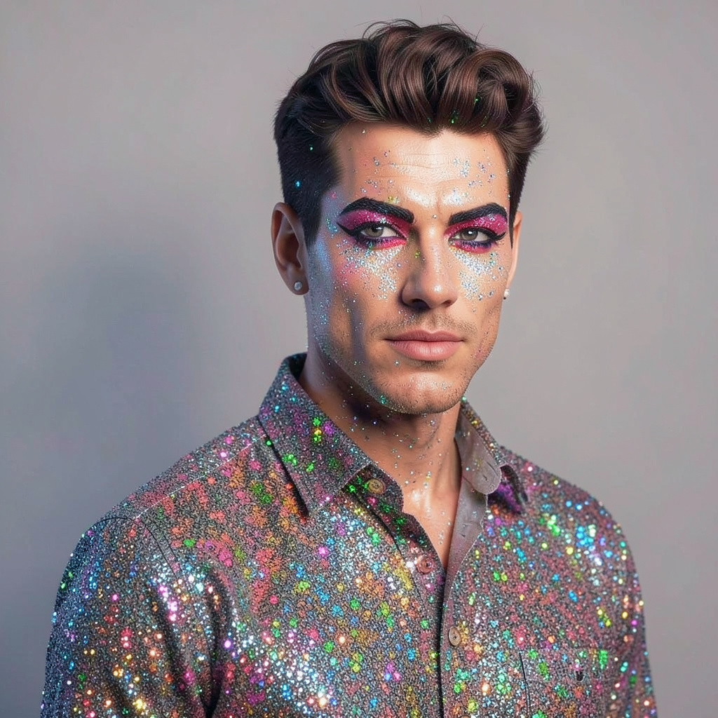 Pop Star Makeup with Glitter Photo Style